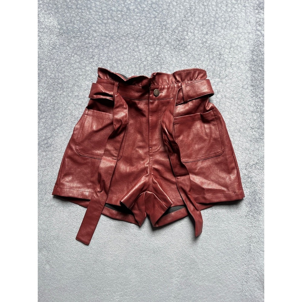 Red Faux Leather Francesca's Alys Tie Shorts Size S NWT
